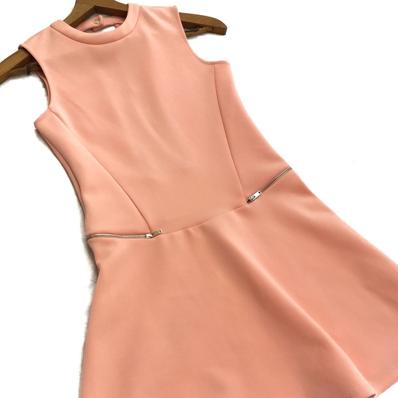 {Zara TRF} High Neck Side Zip Scuba Dress Size Sm - Picture 2 of 4